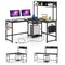 Modern L-Shaped Work Desk with Power Outlets and Storage Shelves Hutch and Open Shelves